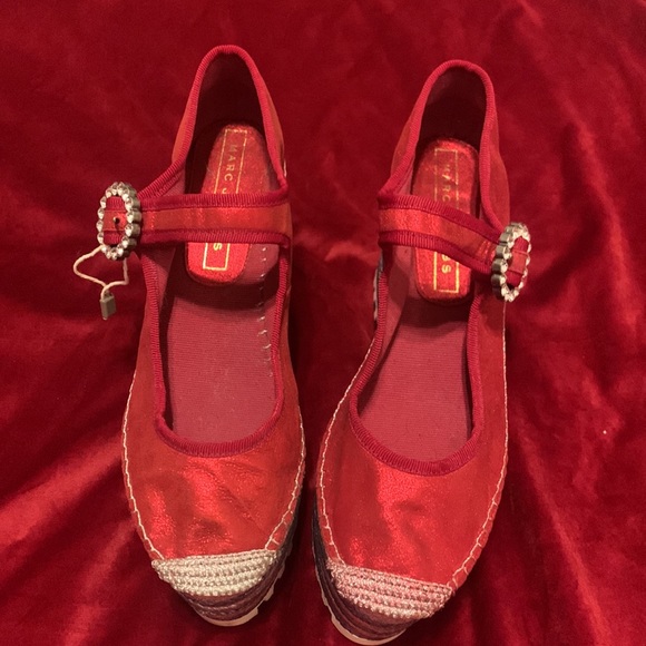 Marc Jacobs Metallic Red/Silver/Blue Platform Espadrille Never Worn Sz 39 - Picture 2 of 8